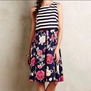 Striped Floral Molinette Soeurs Anthropologie Dress